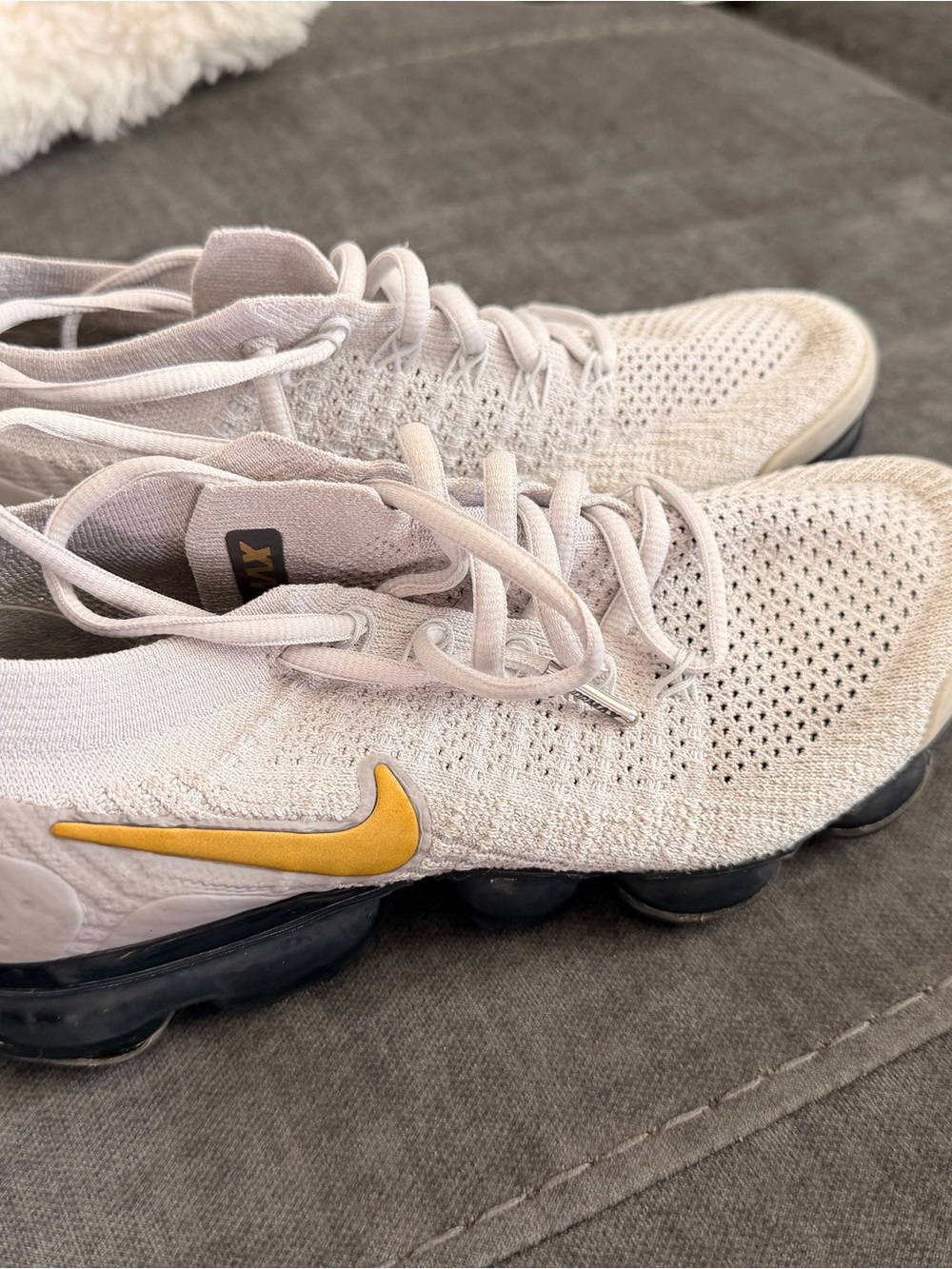 Nike Women's Knit Athletic Shoes - White with Yellow Swoosh